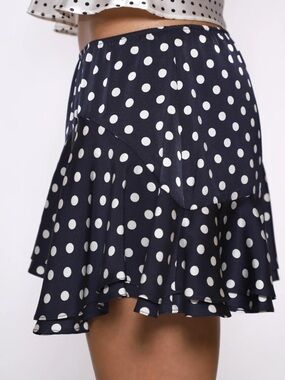 Old Navy Navy and White Polka Dot Skater Skirt